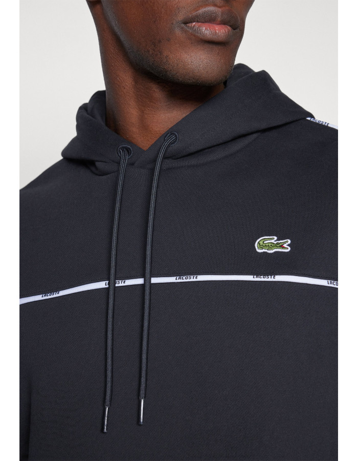 Sudadera Lacoste Hombre con Capucha Negro - Felpa Algodón 100% Original
