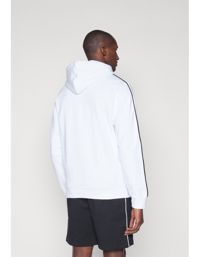 Sudadera Lacoste Hombre con Capucha Franja Blanco - Algodón 100% Original