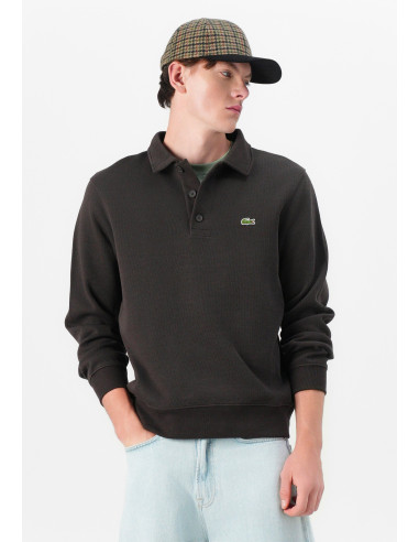 Sudadera Lacoste Hombre Marrón Cuello Polo Algodón 100% Classic Fit