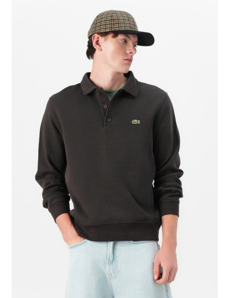 Sudadera Lacoste Hombre Marrón Cuello Polo Algodón 100% Classic Fit