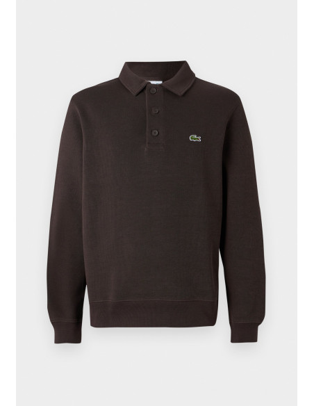 Sudadera Lacoste Hombre Marrón Cuello Polo Algodón 100% Classic Fit