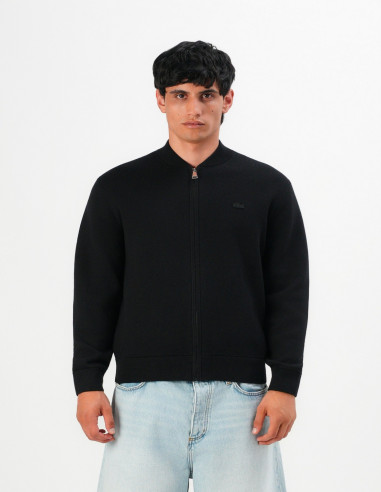 Chaqueta Bomber Lacoste Negra de Punto | Manzanos Moda