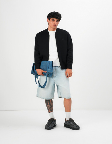 Chaqueta Bomber Lacoste Negra de Punto | Manzanos Moda