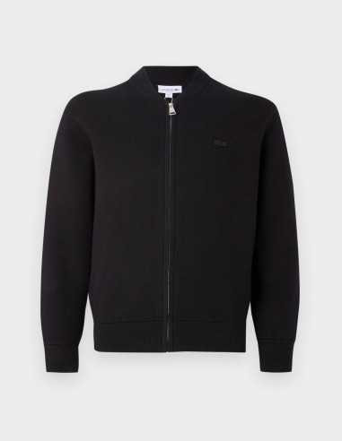 Chaqueta Bomber Lacoste Negra de Punto | Manzanos Moda