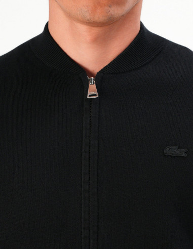 Chaqueta Bomber Lacoste Negra de Punto | Manzanos Moda