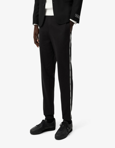 Lacoste Pantalón Chándal Negro con Ribete de Logotipo