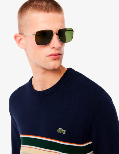 Jersey Lacoste Hombre Rayas Azul Marino | Manzanos Moda