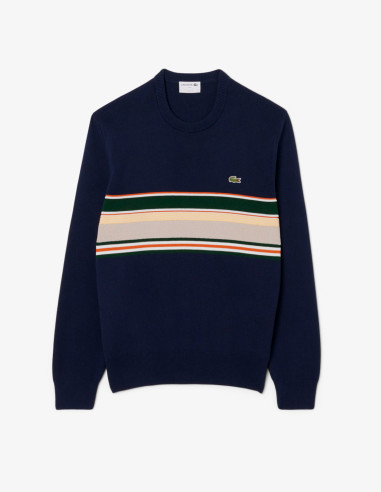Jersey Lacoste Hombre Rayas Azul Marino | Manzanos Moda