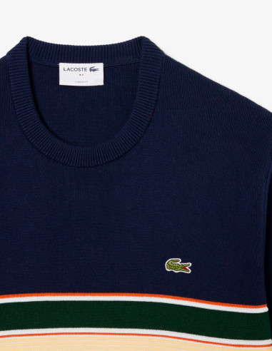 Jersey Lacoste Hombre Rayas Azul Marino | Manzanos Moda