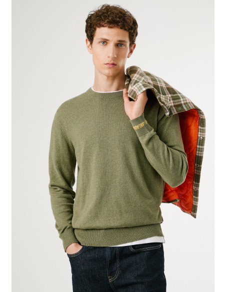 PEPE JEANS Andre Jersey de cuello redondo - verde militar