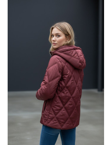 Parka Mujer Acolchada Corta Granate con | Manzanos Moda