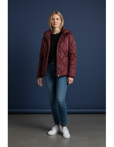 Parka Mujer Acolchada Corta Granate con | Manzanos Moda