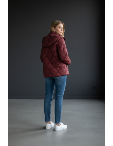 Parka Mujer Acolchada Corta Granate con | Manzanos Moda