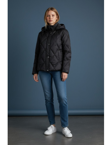 Parka Mujer Negra Acolchada Corta | Manzanos Moda