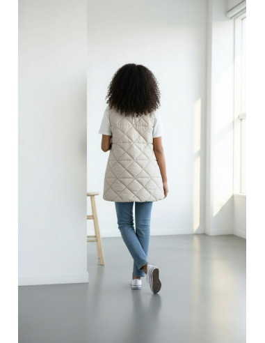 Chaleco Largo Acolchado Mujer con Capucha | Manzanos Moda