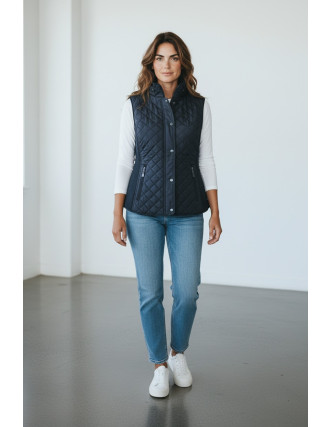 Chaqueta Azul Marino: Chaleco Corto Acolchado con Estilo