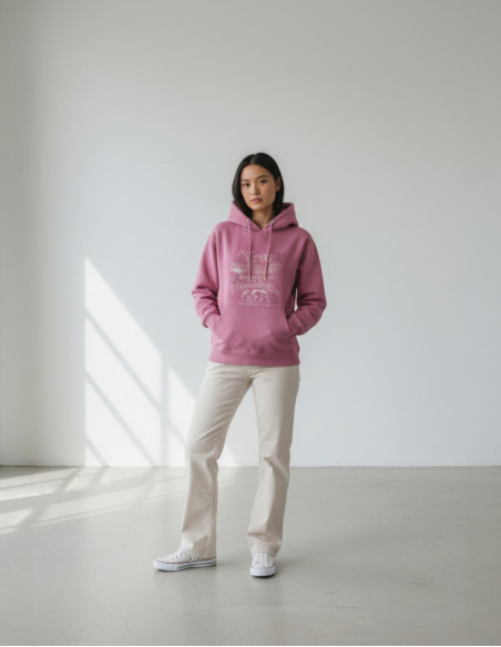 Sudadera Pepe Jeans Rosa con Capucha y Estampado - Algodón Sostenible Mujer