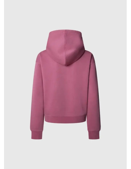 Sudadera Pepe Jeans Rosa con Capucha y Estampado - Algodón Sostenible Mujer