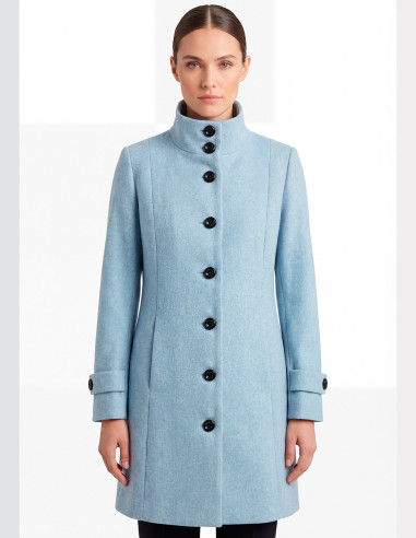 Abrigo paño de mujer celeste