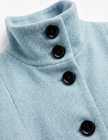 Abrigo paño de mujer celeste