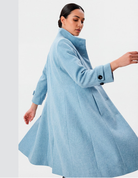 Abrigo paño de mujer celeste