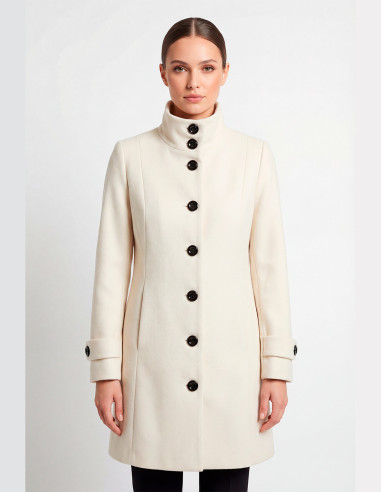 Abrigo paño de color crudo para mujer