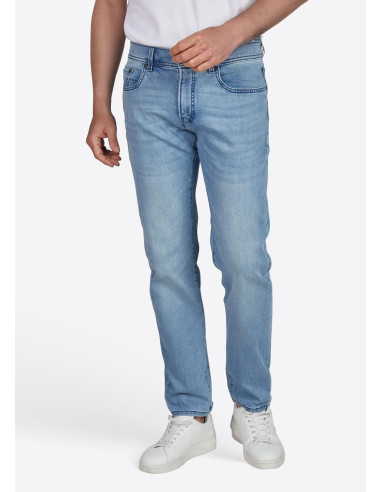 Vaqueros Pierre Cardin Lyon azul claro corte tapered denim ligero | Manzanos Moda