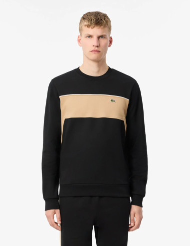 Sudadera Lacoste Colorblock Negro Hombre | Manzanos Moda