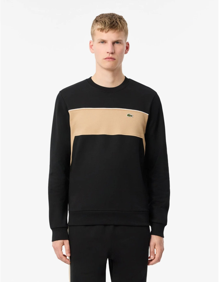 Sudadera Lacoste Colorblock Negro Hombre | Manzanos Moda