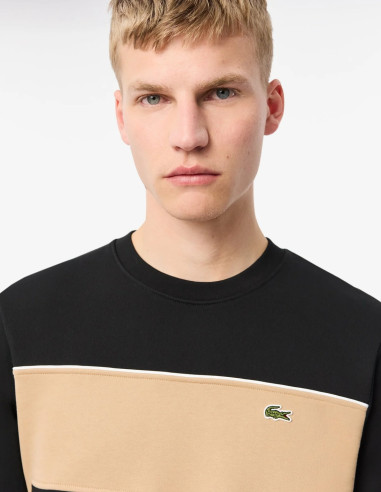Sudadera Lacoste Colorblock Negro Hombre | Manzanos Moda