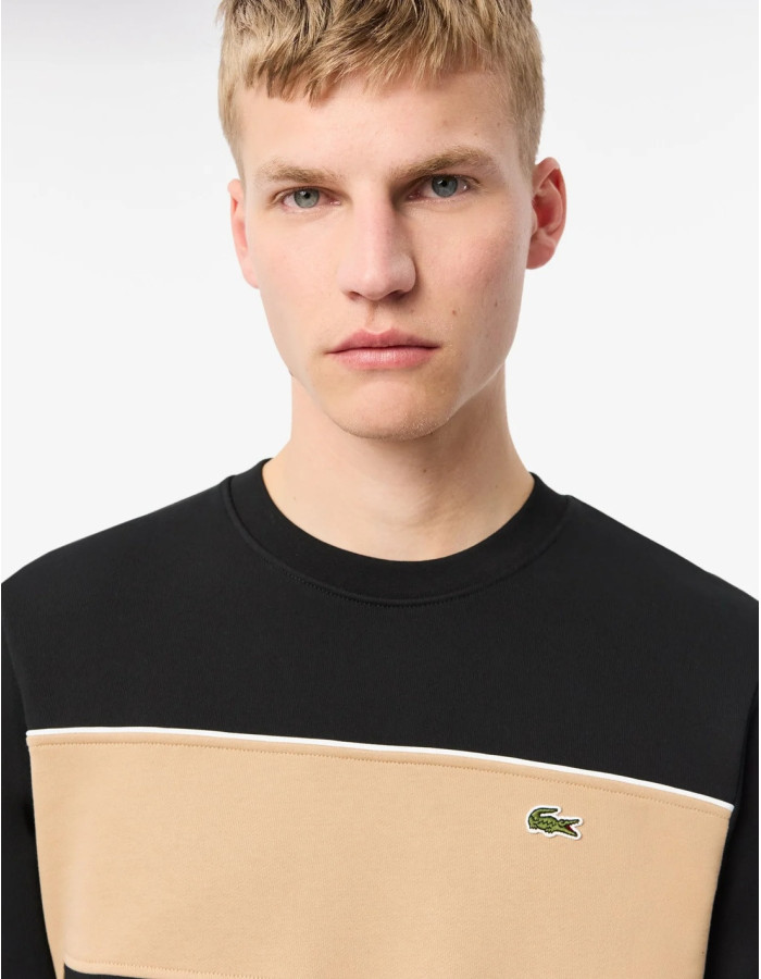 Sudadera Lacoste Colorblock Negro Hombre | Manzanos Moda