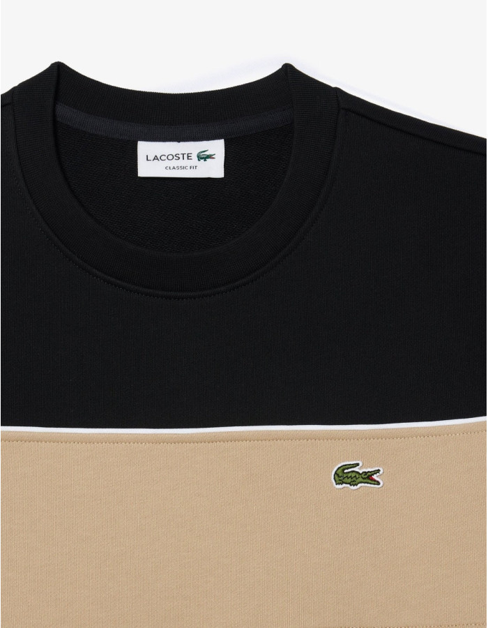 Sudadera Lacoste Colorblock Negro Hombre | Manzanos Moda