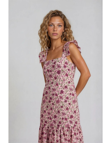 VESTIDO TABITA FLORES ROSA