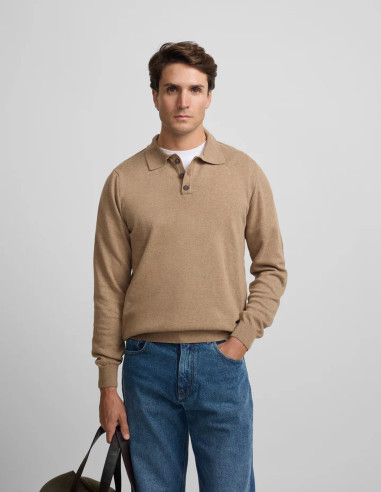 JERSEY SILBON CUELLO POLO BEIG