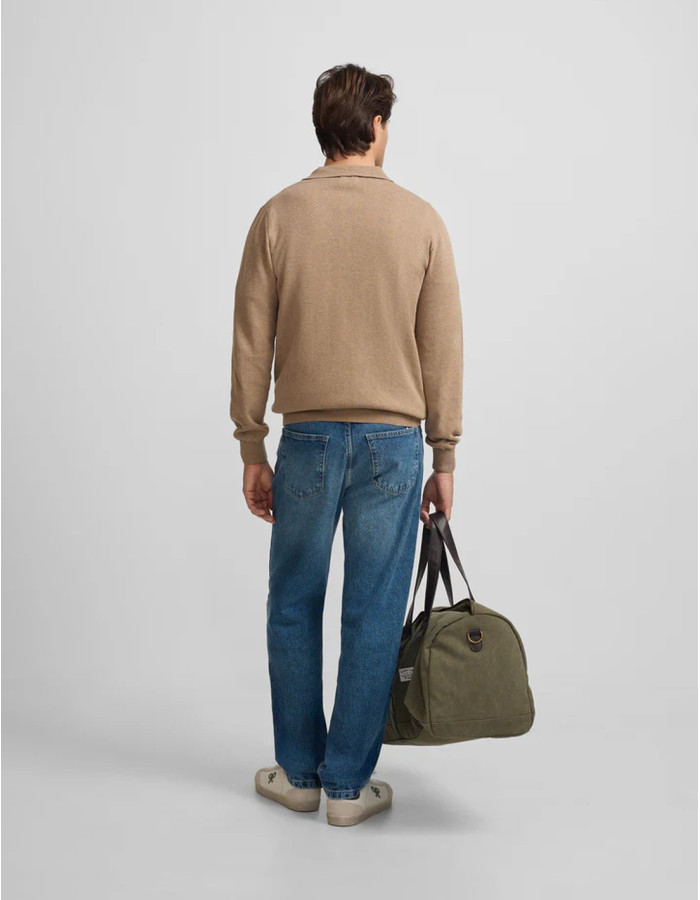 Jersey Silbon Cuello Polo Beige Hombre | Manzanos Moda
