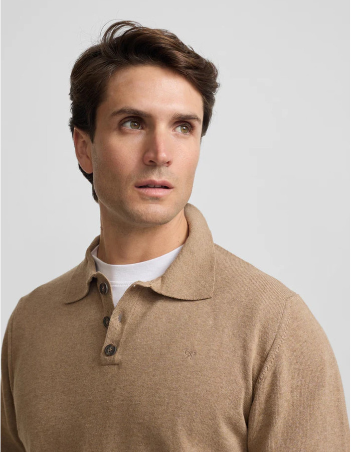Jersey Silbon Cuello Polo Beige Hombre | Manzanos Moda