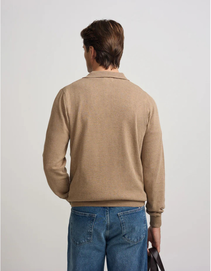 Jersey Silbon Cuello Polo Beige Hombre | Manzanos Moda