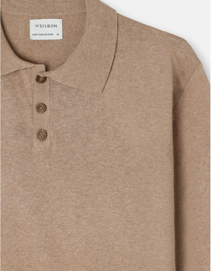 Jersey Silbon Cuello Polo Beige Hombre | Manzanos Moda