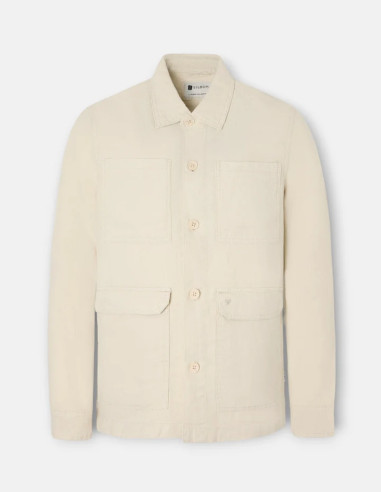 Sobrecamisa Silbon de Lino Beige Hombre | Manzanos Moda