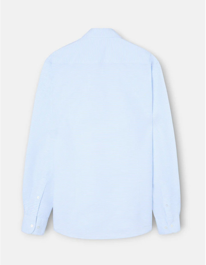 Camisa Silbon Rayas Horizontales Celeste Hombre | Manzanos Moda