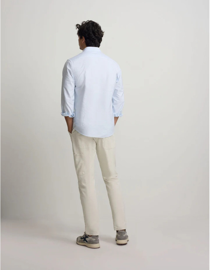 Camisa Silbon Rayas Horizontales Celeste Hombre | Manzanos Moda