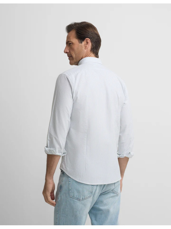 Camisa Silbon Oxford Rayas Verticales Verde Hombre | Manzanos Moda