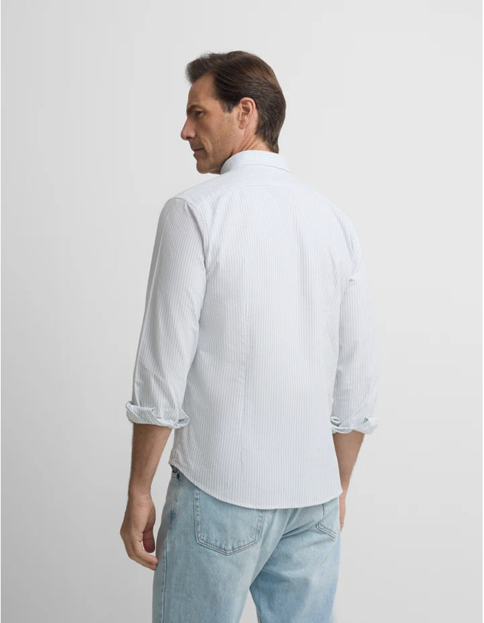 Camisa Silbon Oxford Rayas Verticales Verde Hombre | Manzanos Moda