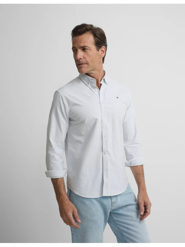 Camisa Silbon Oxford Rayas Verticales Verde Hombre | Manzanos Moda 2