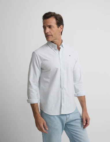 Camisa Silbon Oxford Rayas Verticales Verde | Manzanos Moda