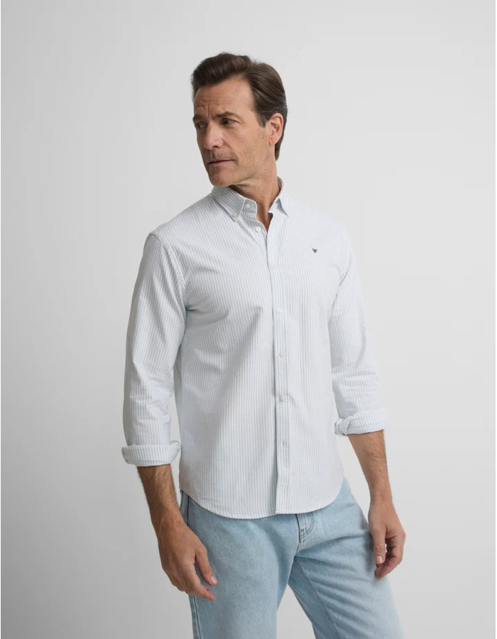 Camisa Silbon Oxford Rayas Verticales Verde Hombre | Manzanos Moda