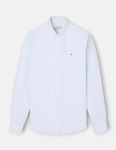 Camisa Silbon Oxford Rayas Verticales Verde | Manzanos Moda