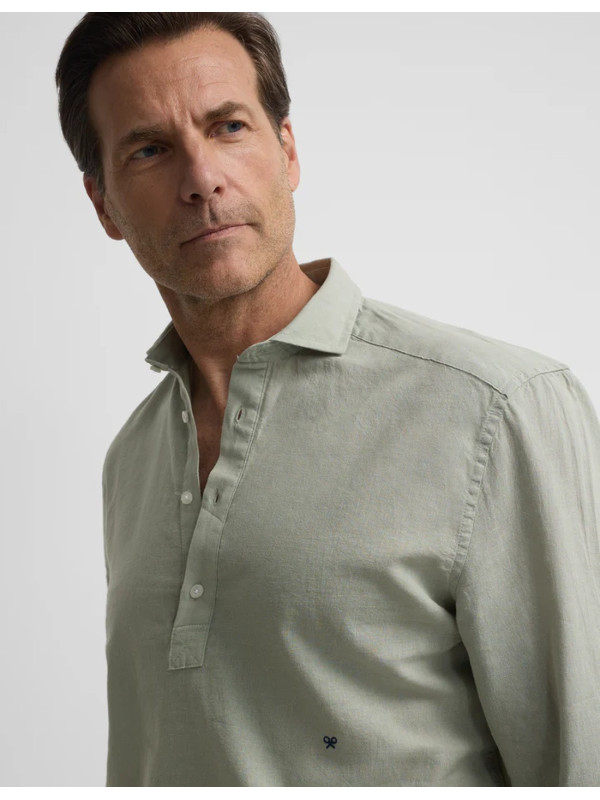 Camisa Silbon Sport Lino Verde Medio Hombre | Manzanos Moda 2