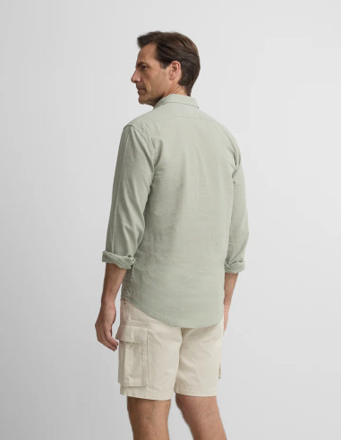 Camisa Silbon Sport Lino Verde Medio Hombre | Manzanos Moda