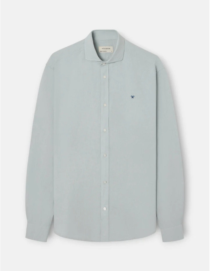 Camisa Silbon Sport Lino Verde Claro Gris Hombre | Manzanos Moda